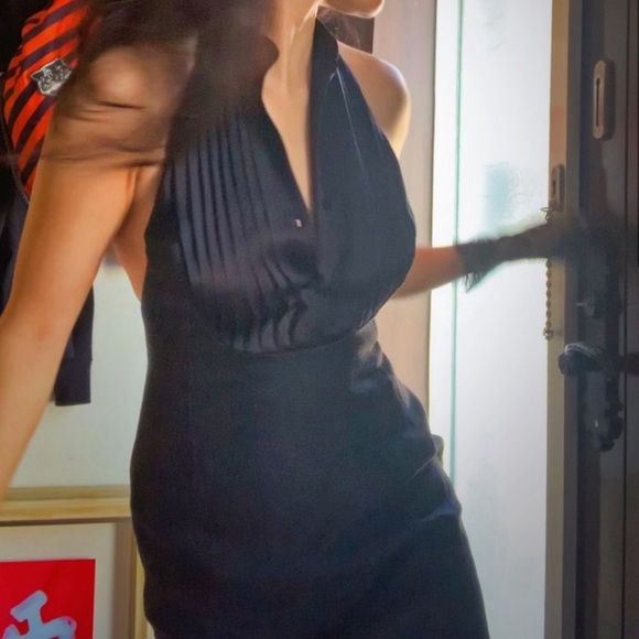 Ralph Lauren Runway Black Linen Button Up Backless Halter Mini Dress Tuxedo 2007 - Picture 3 of 15